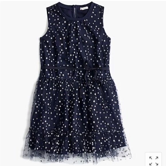 Girls Crewcuts star tulle navy blue dress 10